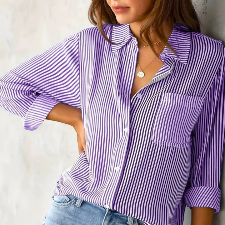 Amélie | Camicia Casual A Righe Da Donna | Manica Lunga