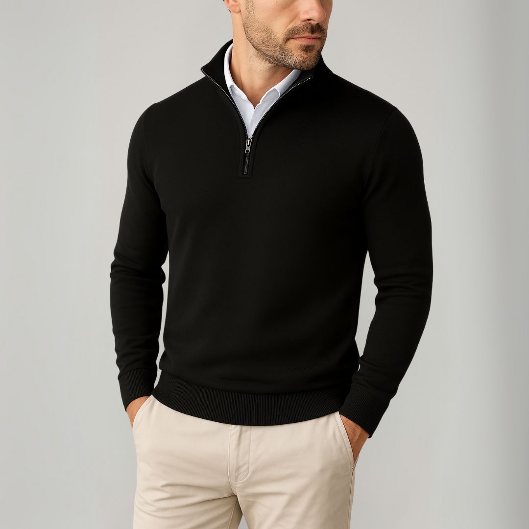 Reymond Maglione Uomo Quarter-Zip in Cotone – Slim Fit Traspirante & Stile Moderno