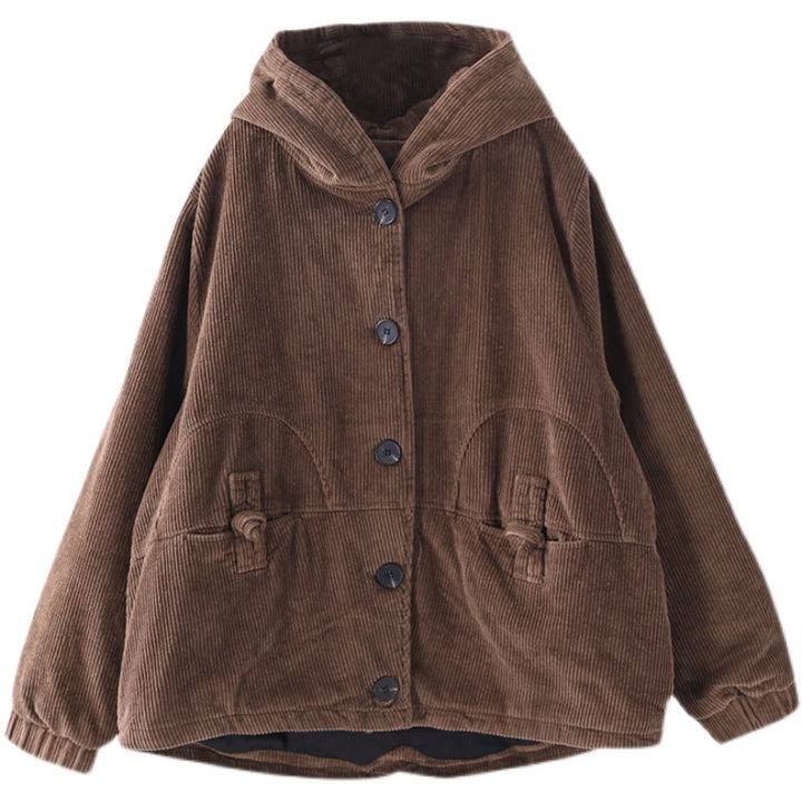 May Giacca Donna in Velluto a Coste – Jacket con Cappuccio, Vestibilità Morbida e Stile Casual