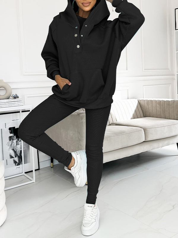 Miles Set Loungewear Donna – Tuta Due Pezzi in Cotone con Hoodie e Leggings Aderenti