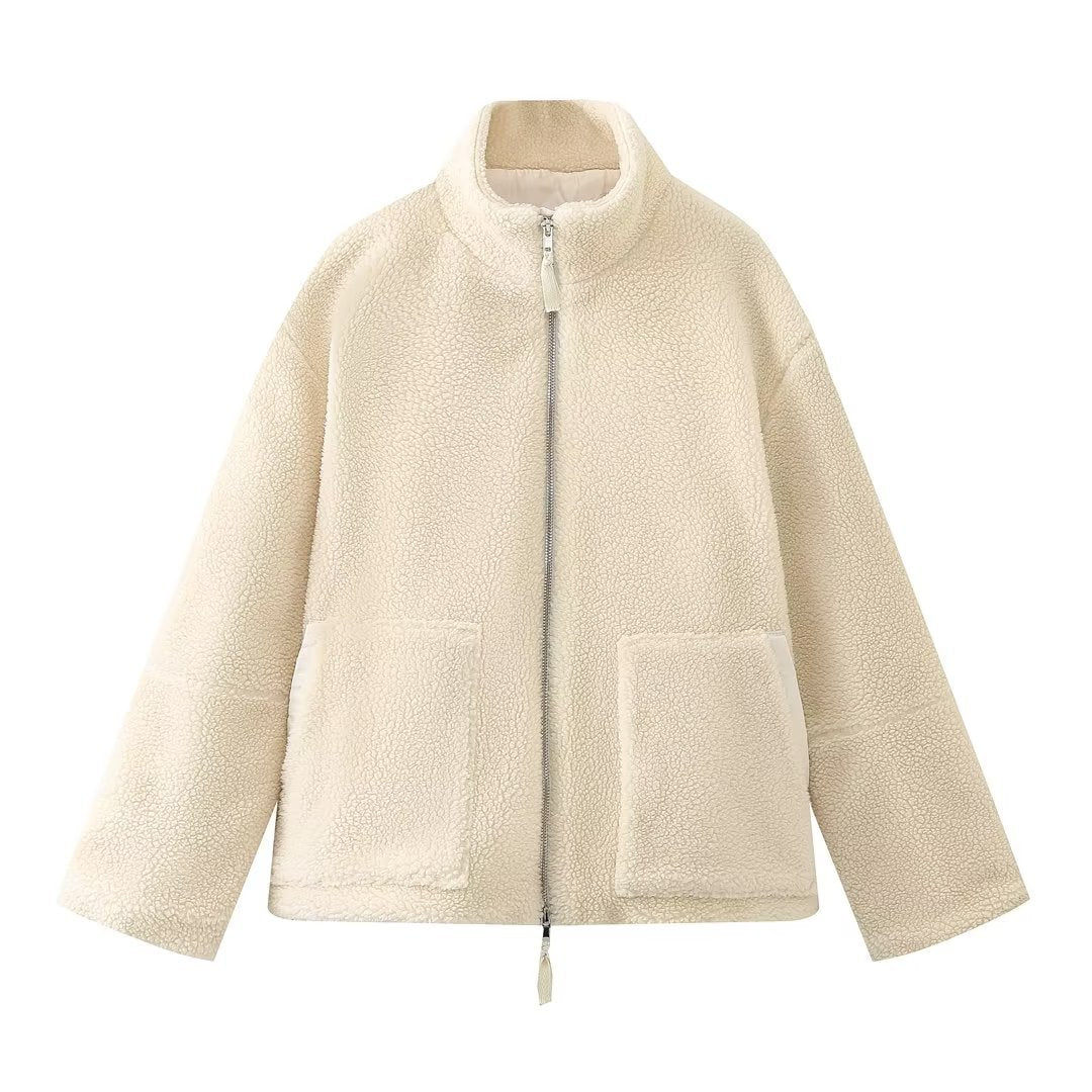 Maya Giacca Teddy Donna – Jacket Morbido e Caldo con Zip, Tasche e Vestibilità Confortevole