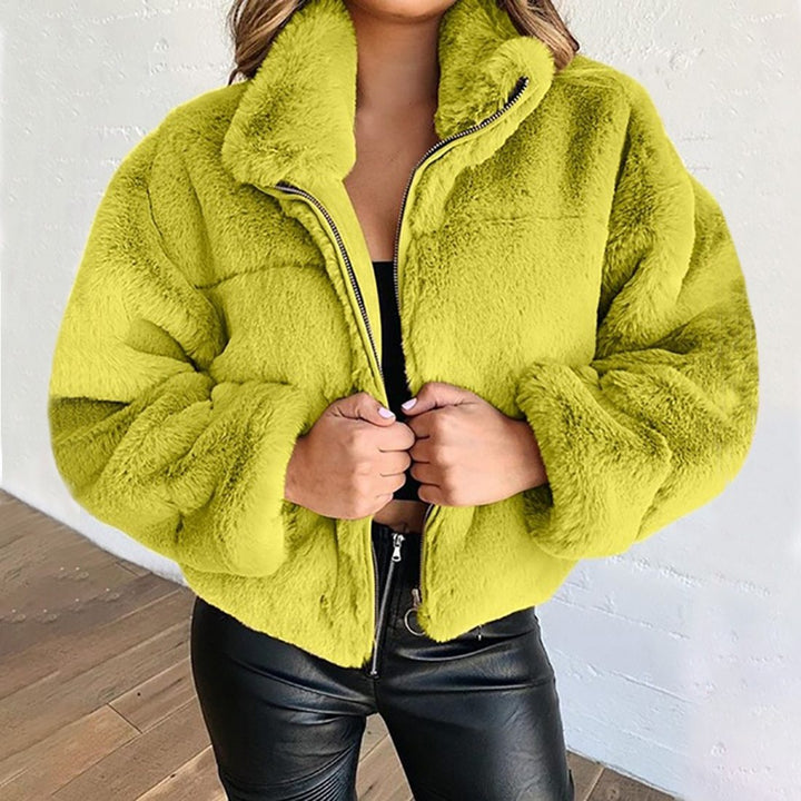 Luna Giacca Teddy Donna Corta – Faux Fur Morbido con Collo Alto e Chiusura a Zip