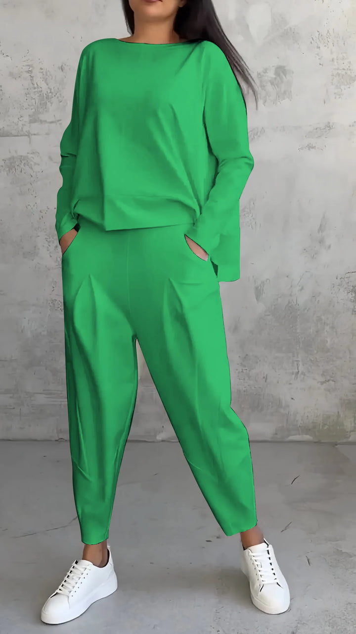 Set Casual Top E Pantaloni Harem Per Donna | Manica Lunga