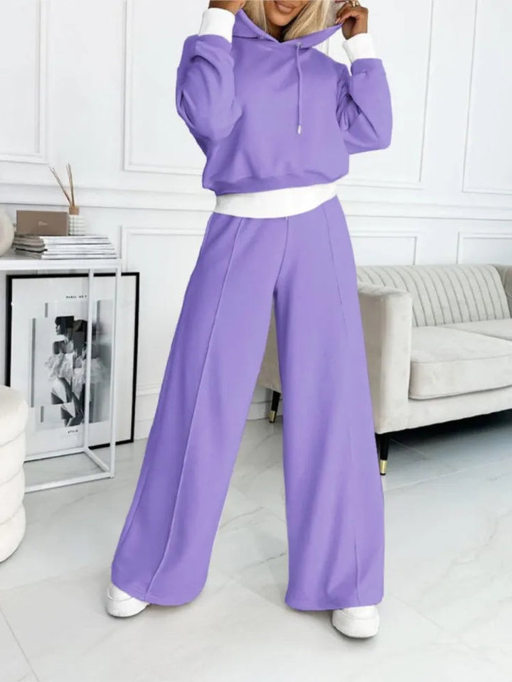 Set Top E Pantaloni A Gamba Larga Per Donna | Con Cappuccio