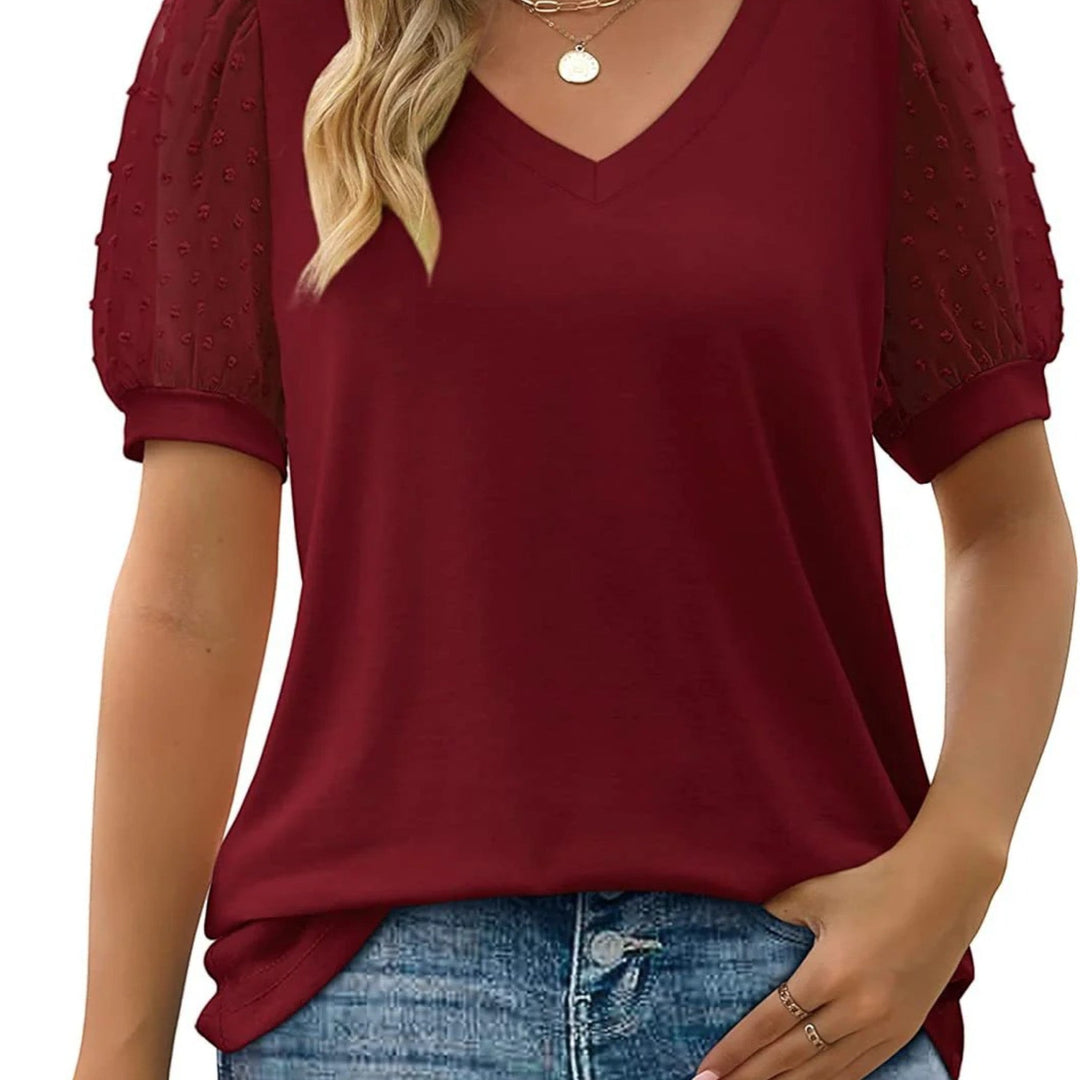 Anouk | Top Elegante Con Scollo A V Per Donna | Maniche Corte