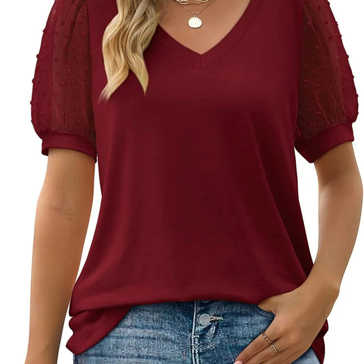 Anouk | Top Elegante Con Scollo A V Per Donna | Maniche Corte