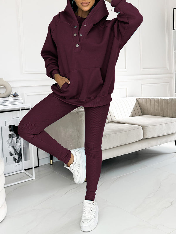 Miles Set Loungewear Donna – Tuta Due Pezzi in Cotone con Hoodie e Leggings Aderenti