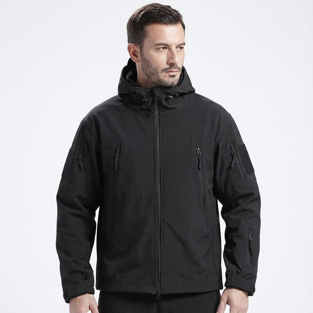 Darius Giacca Militare Uomo – Softshell Impermeabile Antivento con Cappuccio Tattico