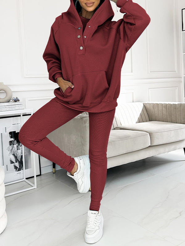 Miles Set Loungewear Donna – Tuta Due Pezzi in Cotone con Hoodie e Leggings Aderenti