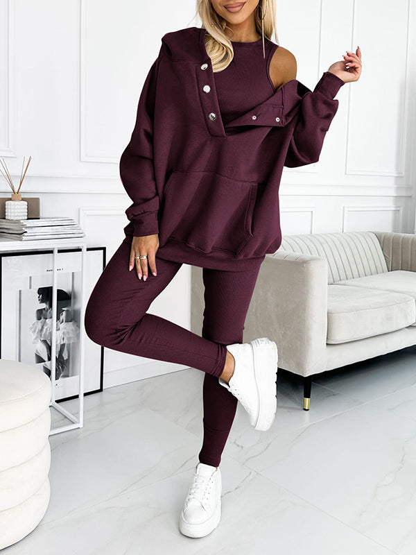Miles Set Loungewear Donna – Tuta Due Pezzi in Cotone con Hoodie e Leggings Aderenti