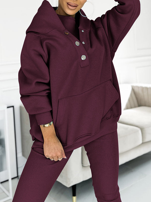 Miles Set Loungewear Donna – Tuta Due Pezzi in Cotone con Hoodie e Leggings Aderenti