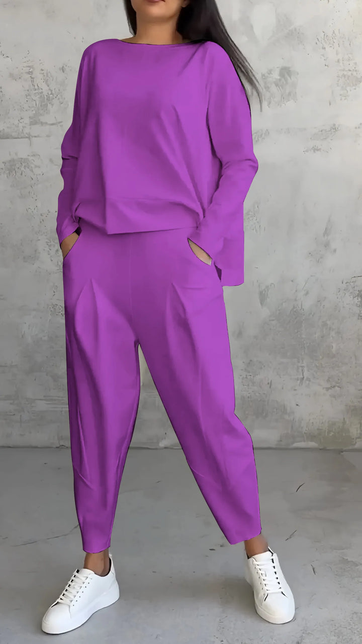 Set Casual Top E Pantaloni Harem Per Donna | Manica Lunga