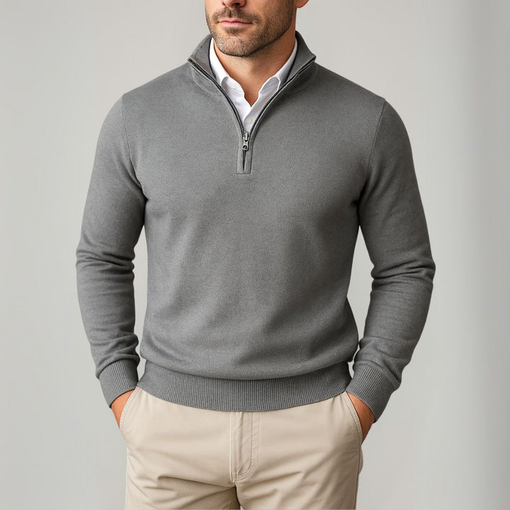 Reymond Maglione Uomo Quarter-Zip in Cotone – Slim Fit Traspirante & Stile Moderno