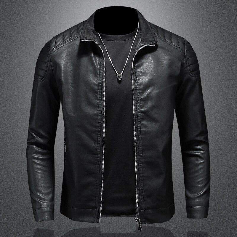 Men's Leather Motorcycle Jacket | Long Sleeves