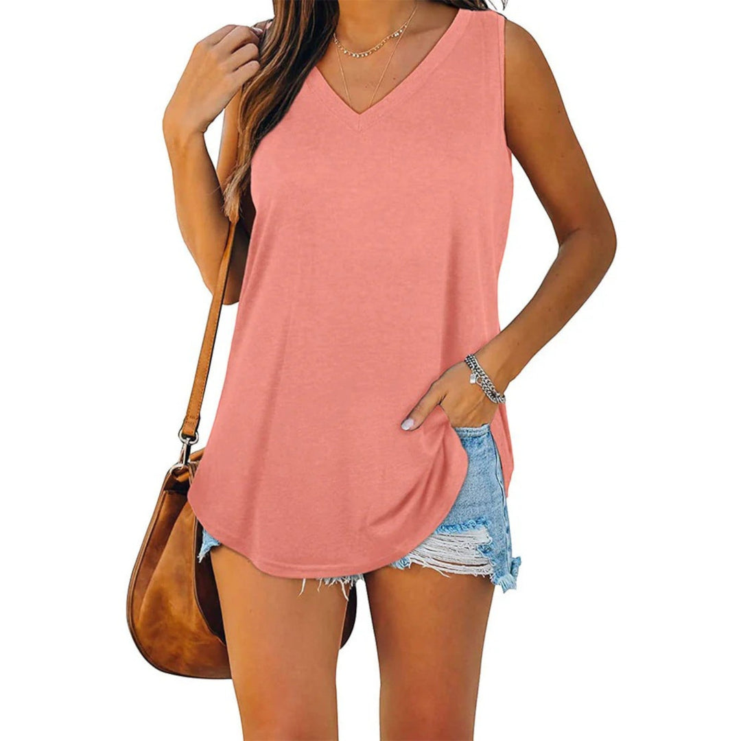 Top Comodo Con Scollo A V Per Donna | Senza Maniche
