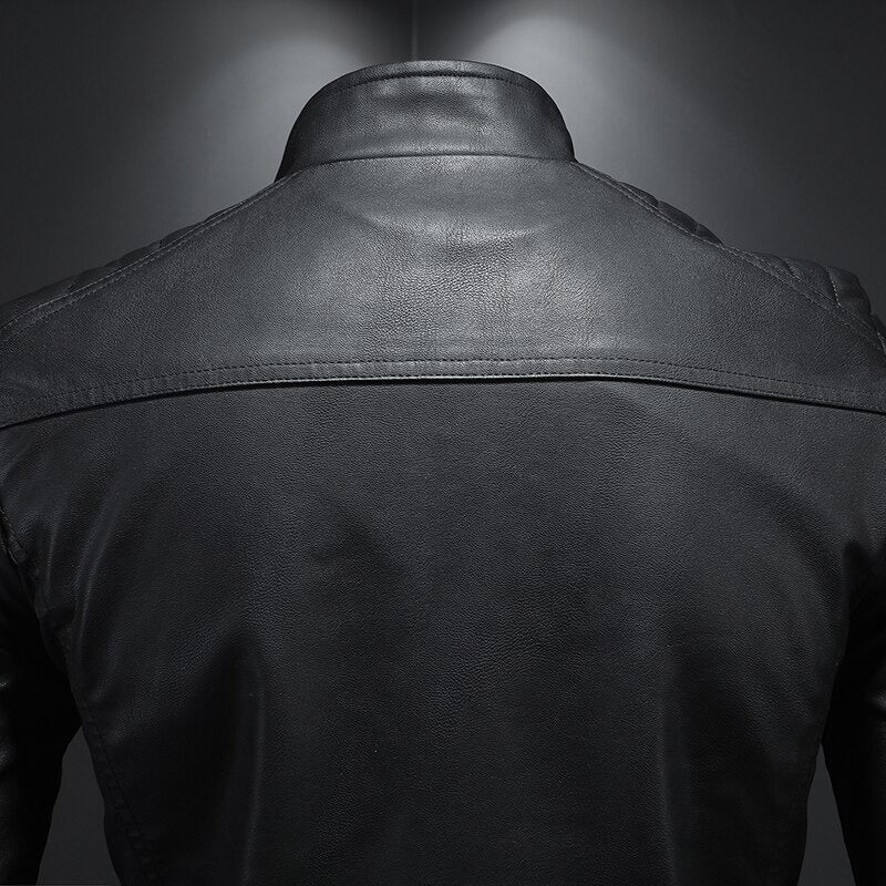 Men's Leather Motorcycle Jacket | Long Sleeves