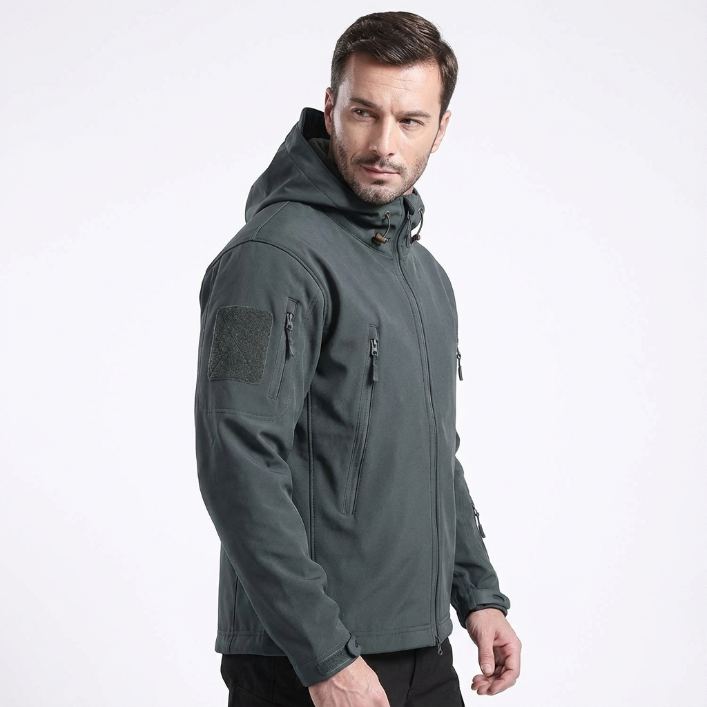 Darius Giacca Militare Uomo – Softshell Impermeabile Antivento con Cappuccio Tattico