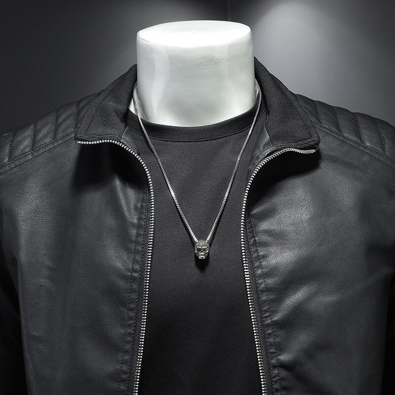 Men's Leather Motorcycle Jacket | Long Sleeves