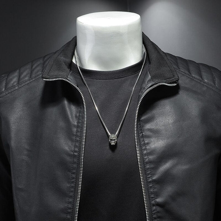 Men's Leather Motorcycle Jacket | Long Sleeves
