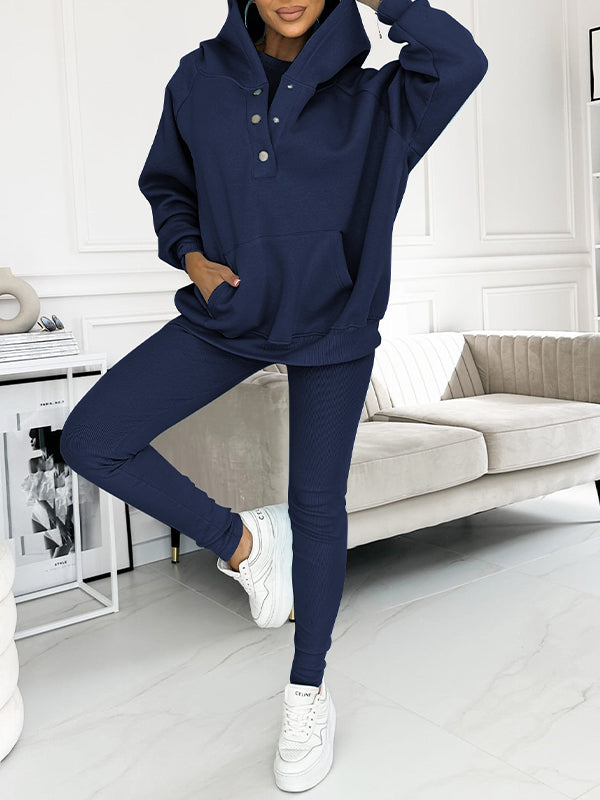 Miles Set Loungewear Donna – Tuta Due Pezzi in Cotone con Hoodie e Leggings Aderenti