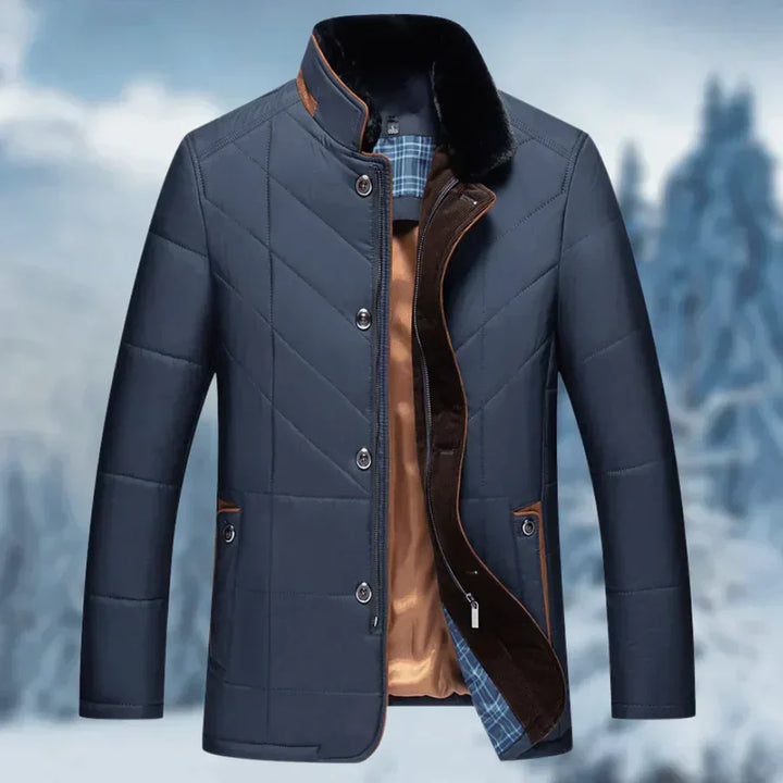 Nathan Giacca Invernale Uomo Slim Fit – Jacket Elegante con Collo Alto e Dettagli Effetto Suede