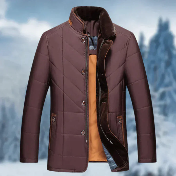 Nathan Giacca Invernale Uomo Slim Fit – Jacket Elegante con Collo Alto e Dettagli Effetto Suede