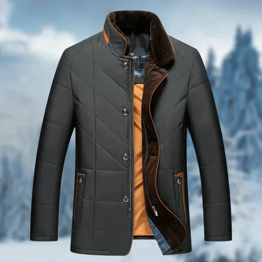 Nathan Giacca Invernale Uomo Slim Fit – Jacket Elegante con Collo Alto e Dettagli Effetto Suede