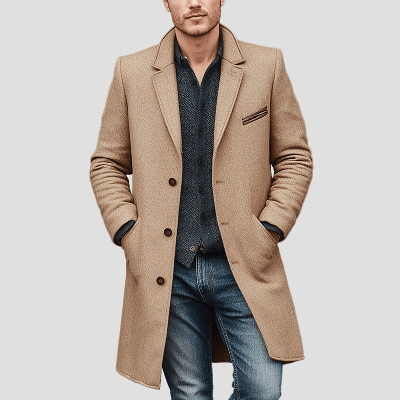 Aiden Cappotto Uomo in Lana Mezza Lunghezza – Eleganza Classica con Vestibilità Moderna