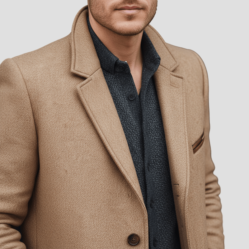 Aiden Cappotto Uomo in Lana Mezza Lunghezza – Eleganza Classica con Vestibilità Moderna