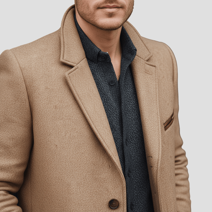 Aiden Cappotto Uomo in Lana Mezza Lunghezza – Eleganza Classica con Vestibilità Moderna