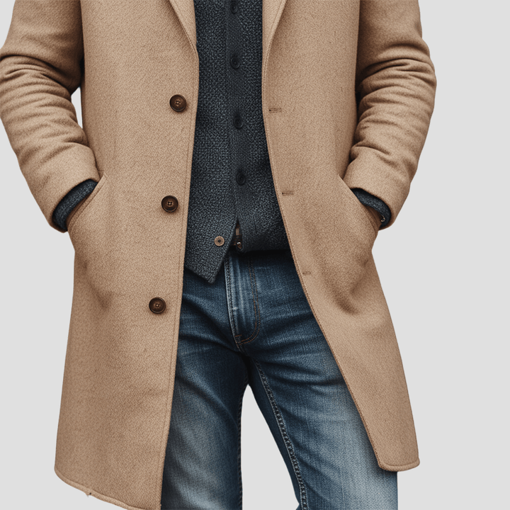Aiden Cappotto Uomo in Lana Mezza Lunghezza – Eleganza Classica con Vestibilità Moderna