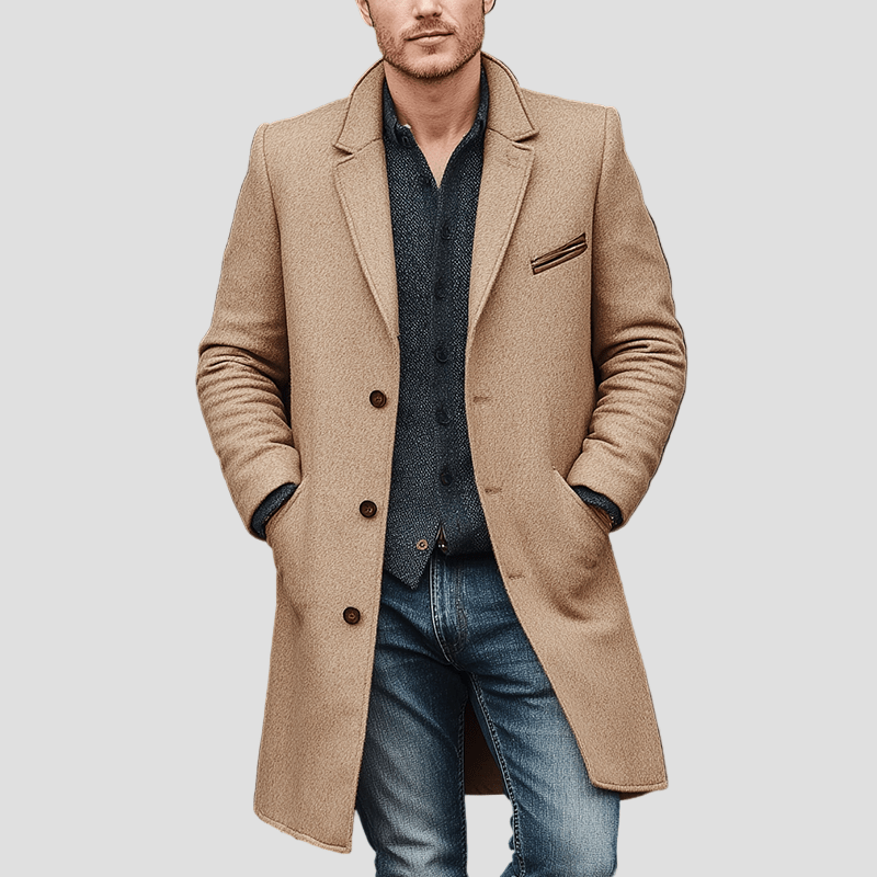 Aiden Cappotto Uomo in Lana Mezza Lunghezza – Eleganza Classica con Vestibilità Moderna