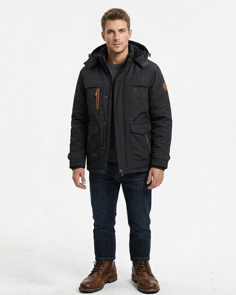 Alessandro Giacca Uomo Invernale – Cappuccio Rimovibile, Tasche Multiple, Giacca Outdoor