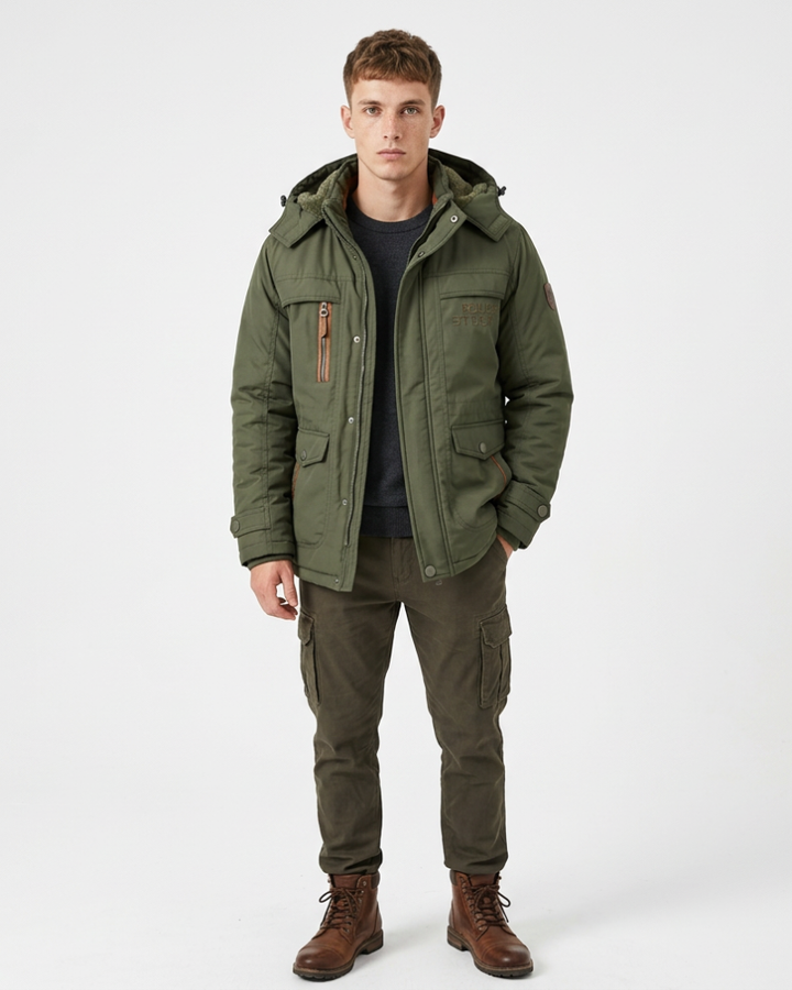Alessandro Giacca Uomo Invernale – Cappuccio Rimovibile, Tasche Multiple, Giacca Outdoor