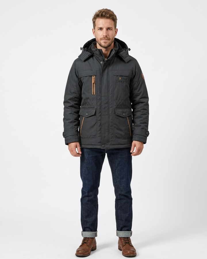 Alessandro Giacca Uomo Invernale – Cappuccio Rimovibile, Tasche Multiple, Giacca Outdoor