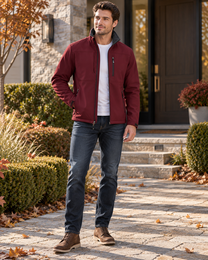 Elias Leichte Herren-Softshelljacke – Wasserdichte Schicht mit Fleecefutter und winddichtem Outdoor-Design aus drei Schichten
