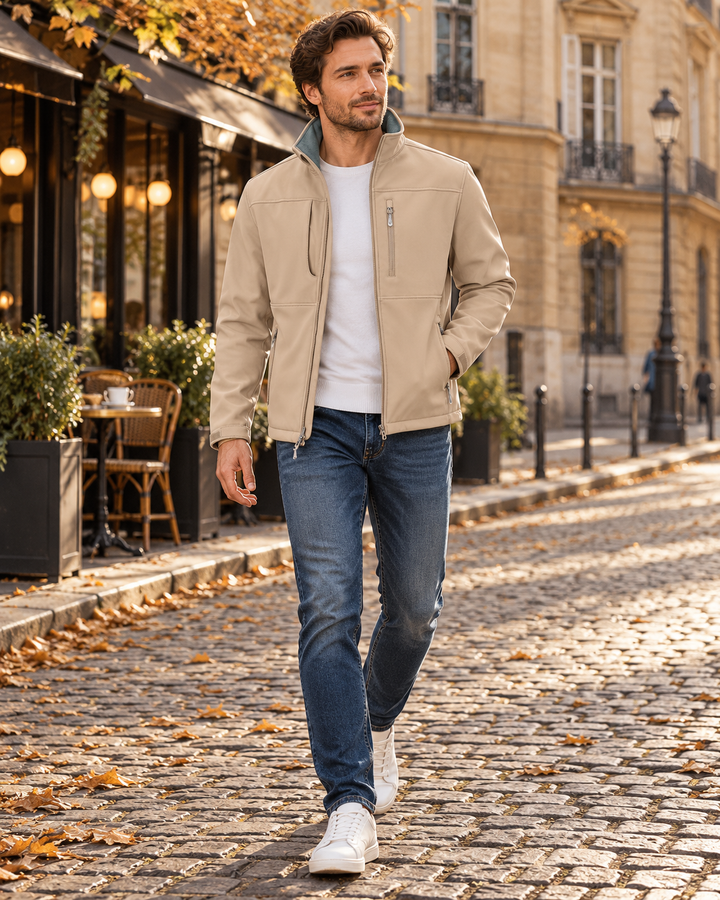 Elias Leichte Herren-Softshelljacke – Wasserdichte Schicht mit Fleecefutter und winddichtem Outdoor-Design aus drei Schichten