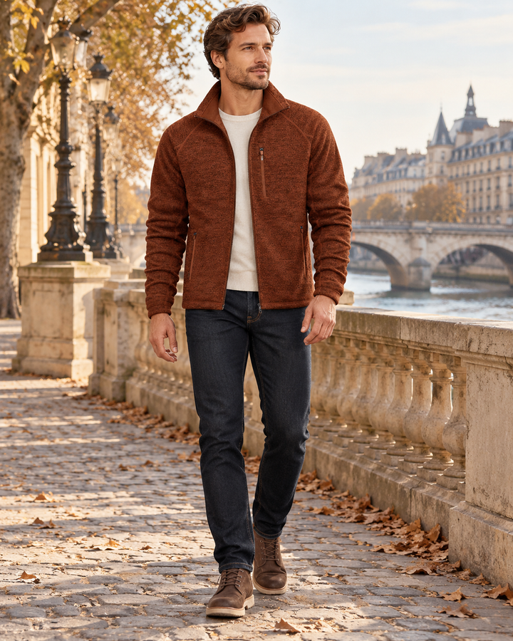 Crisanto Giacca in Pile da Uomo – Cappotto Casual Leggero con Zip Integrale e Collo Alto