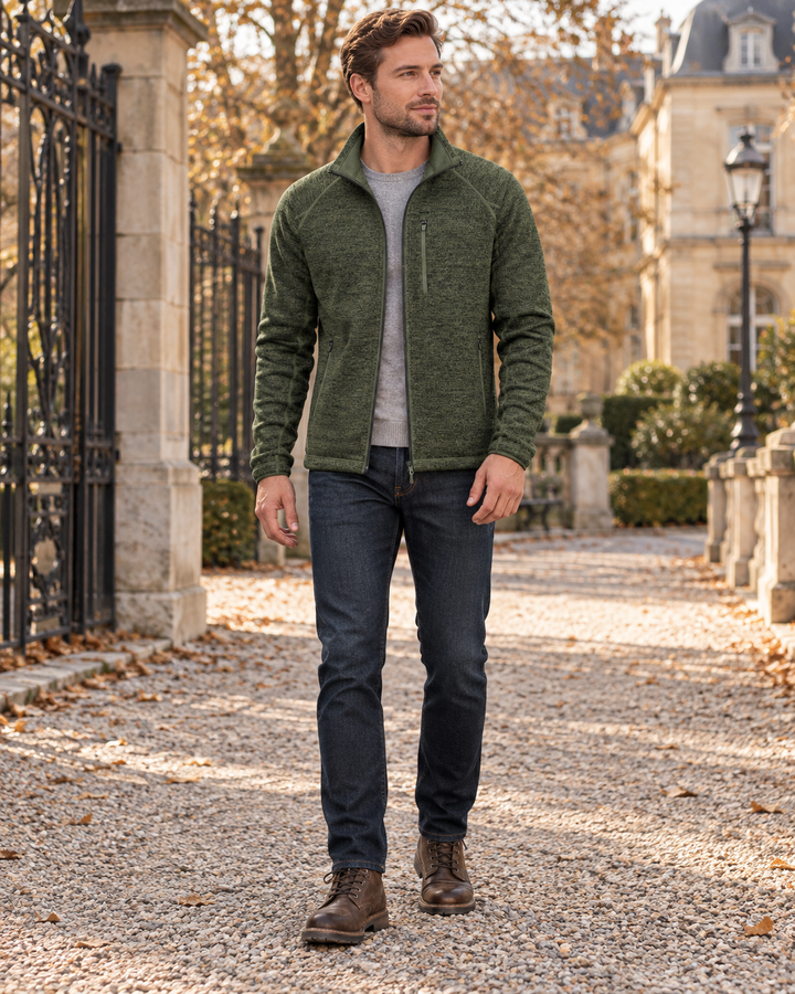 Crisanto Giacca in Pile da Uomo – Cappotto Casual Leggero con Zip Integrale e Collo Alto