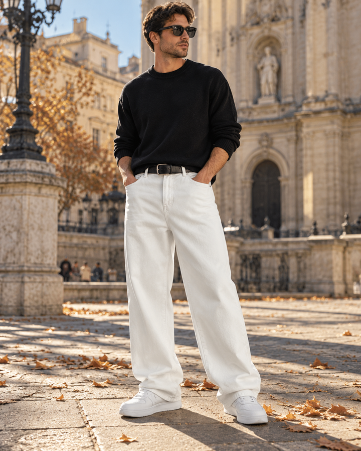 Ανδρικό baggy τζιν Nikolai με φαρδύ μπατζάκι – Άνετη streetwear εφαρμογή και ελαστικό ντένιμ 340 GSM