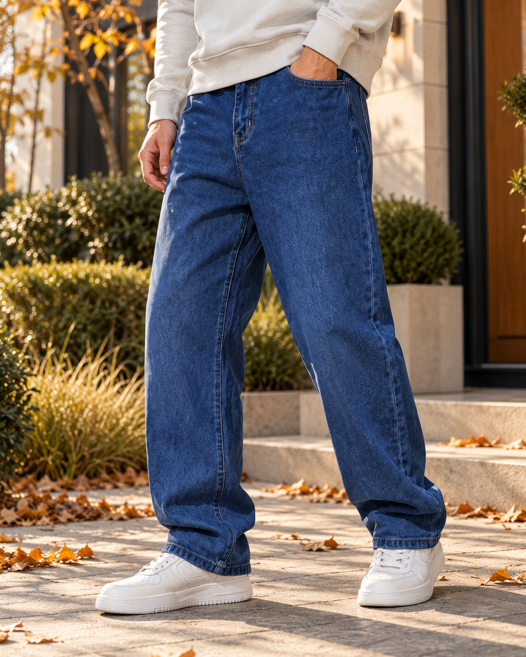Ανδρικό baggy τζιν Nikolai με φαρδύ μπατζάκι – Άνετη streetwear εφαρμογή και ελαστικό ντένιμ 340 GSM