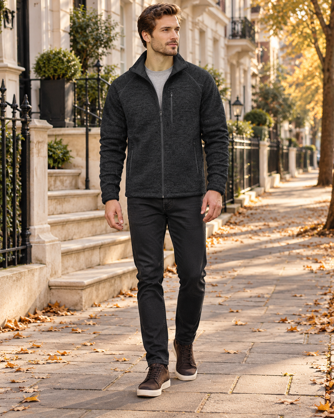 Crisanto Giacca in Pile da Uomo – Cappotto Casual Leggero con Zip Integrale e Collo Alto