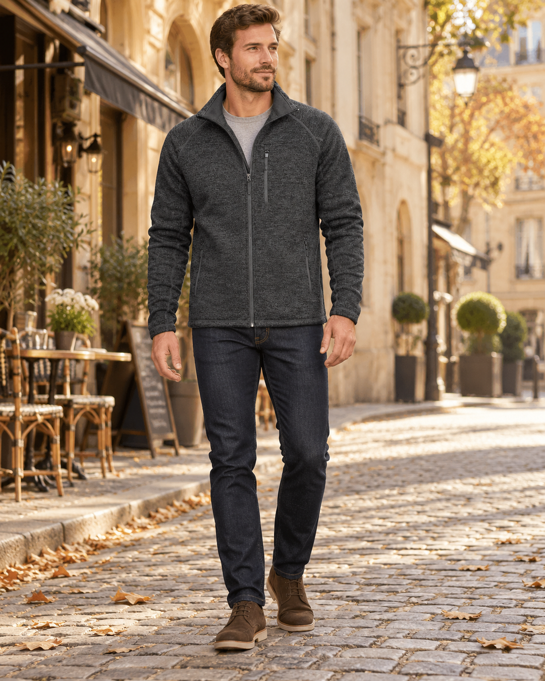 Crisanto Giacca in Pile da Uomo – Cappotto Casual Leggero con Zip Integrale e Collo Alto