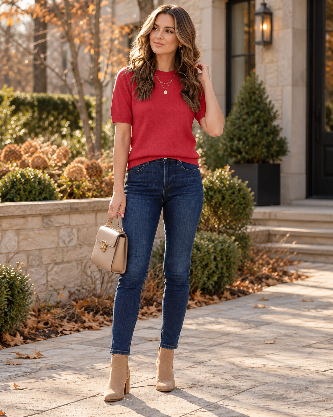 Julietta Pull en maille pour femme à manches courtes - Haut léger à col rond, style business décontracté
