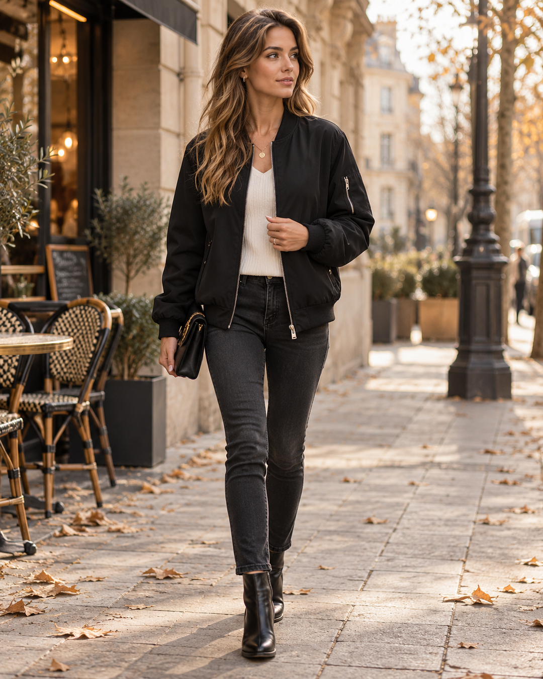 Andrea Giacca Bomber Leggera con Zip e Tasche – Cappotto Casual Primavera e Autunno