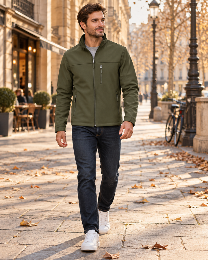 Kellan Lehká softshellová pánská bunda - nepromokavý outdoorový kabát s fleecovou podšívkou