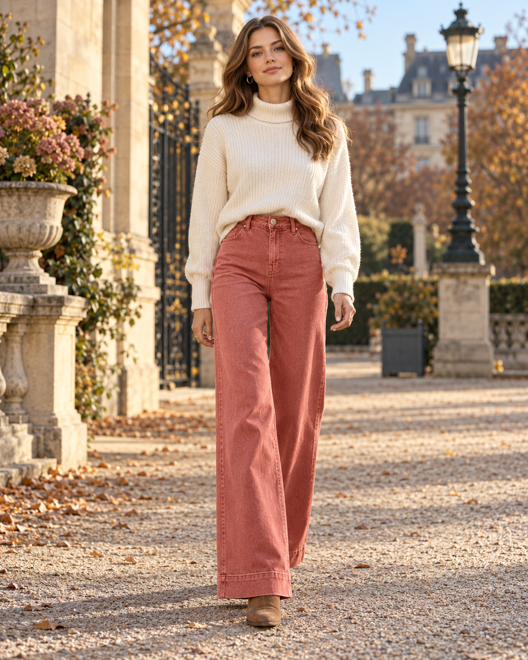 Ophelia Jeans a vita alta e gamba larga in denim elasticizzato