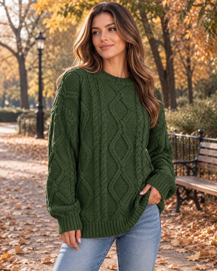 Freya Maglione Oversize Donna a Trecce – Girocollo e Maniche Lunghe