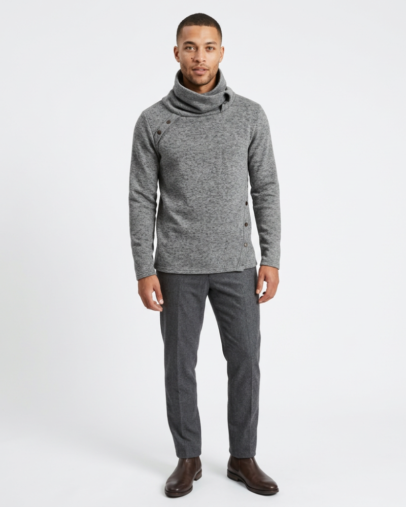 Archer Maglione Uomo Collo Alto – Maniche Lunghe, Vestibilità Regolare, Pullover Invernale