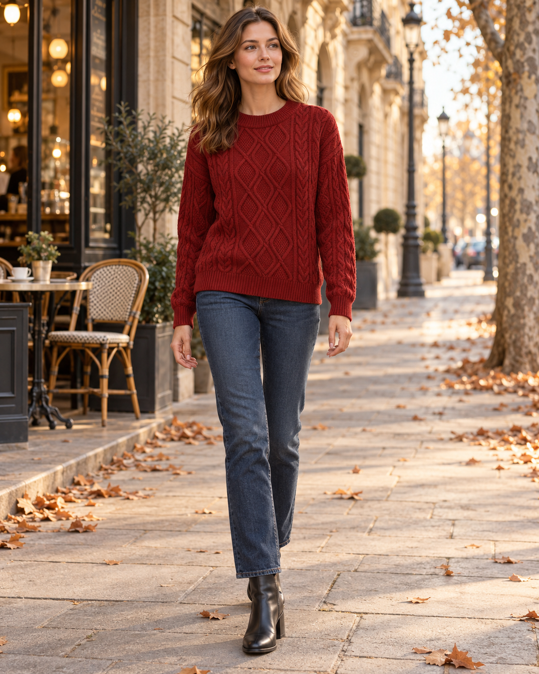 Nerissa Maglione Donna Oversize a Trecce – Girocollo, Maniche Lunghe, Stile Vintage